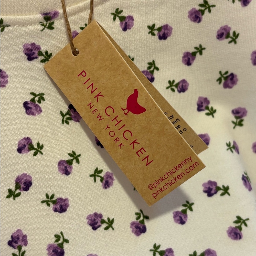 NWT Pink Chicken NY Baby Girls Organic Sweatshirt Bubble Tiny Purple Roses 18-24 - Picture 4 of 6